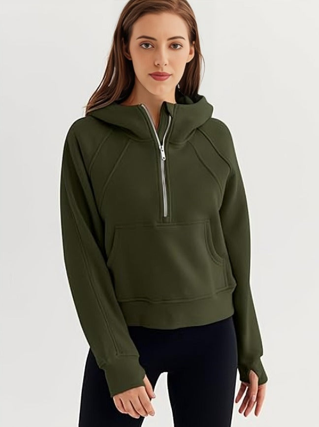 kangaroo pocket hoodie women's Army Green