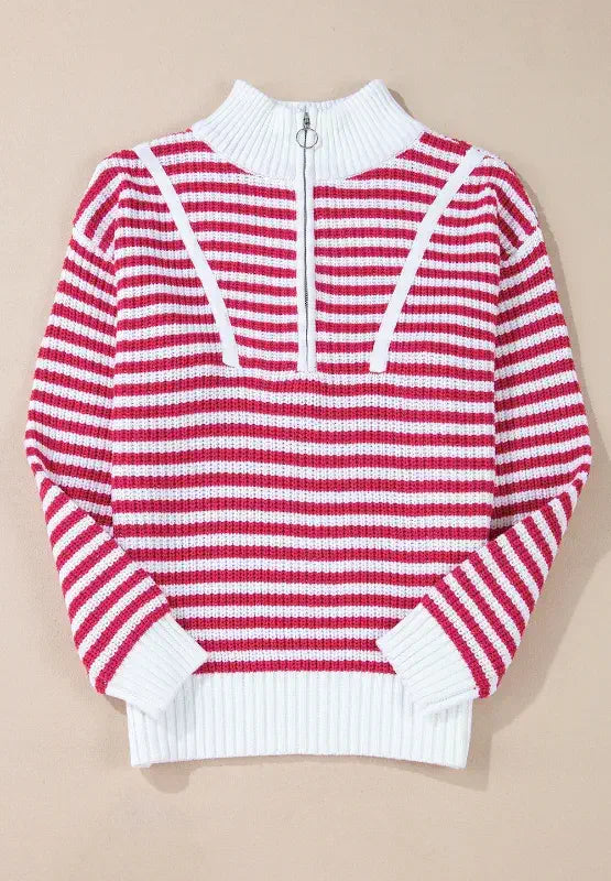 quarter zip striped sweater