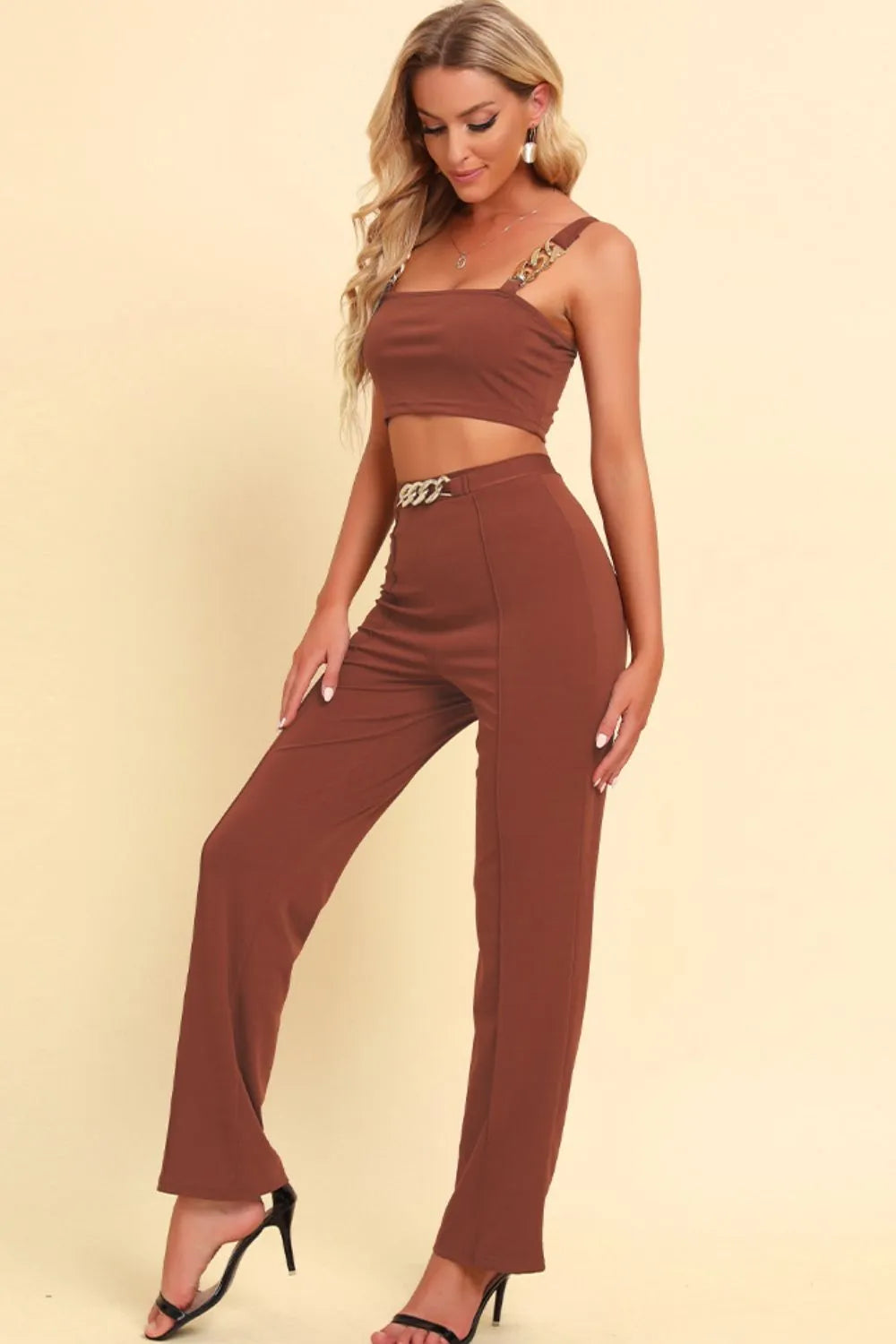 matching crop top and pants set