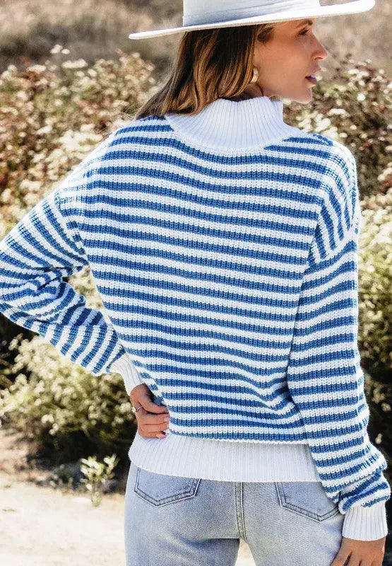 quarter zip striped sweater