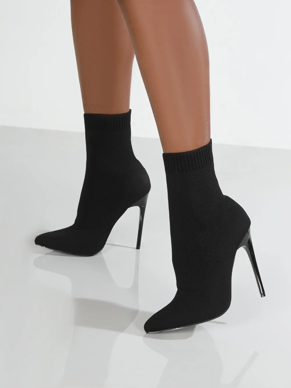 heeled sock boots point toe