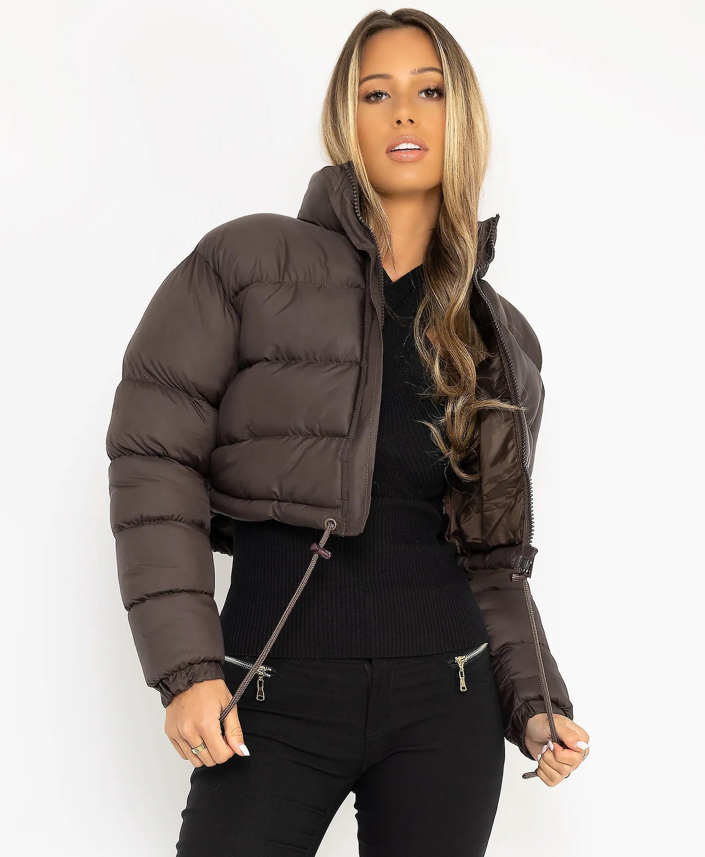 women's cropped puffer jacket