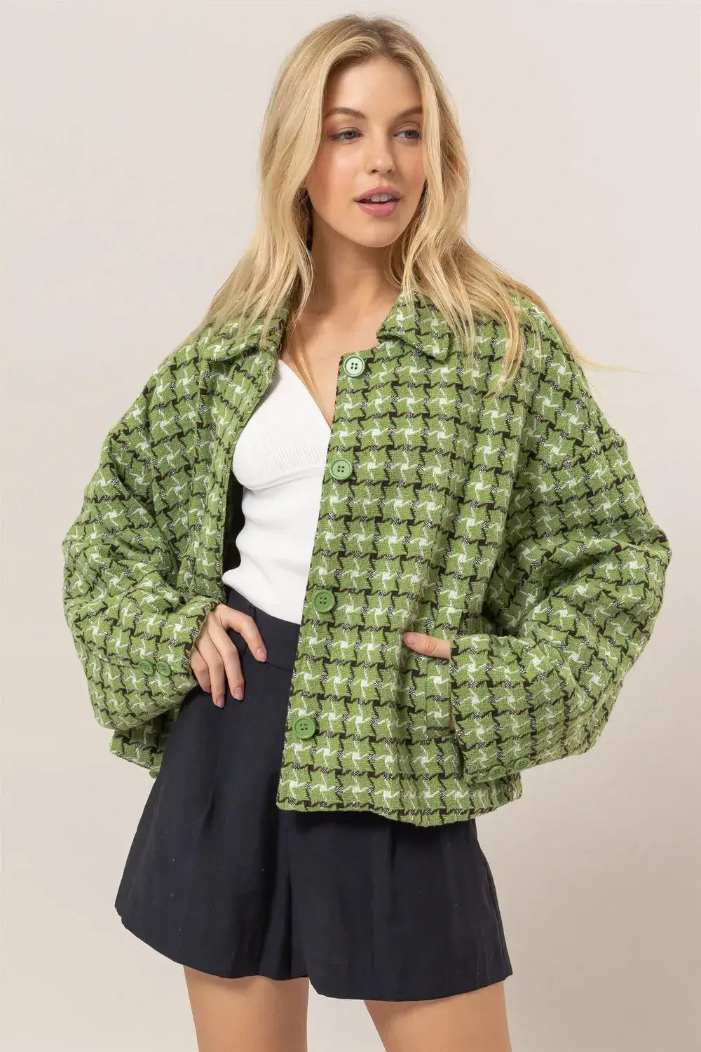 checkered jacket womens Green