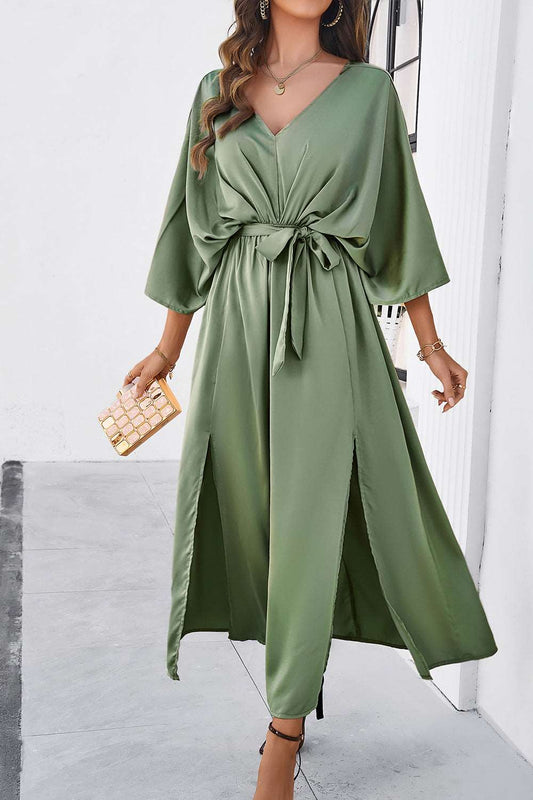 3/4 sleeve dress for wedding guest