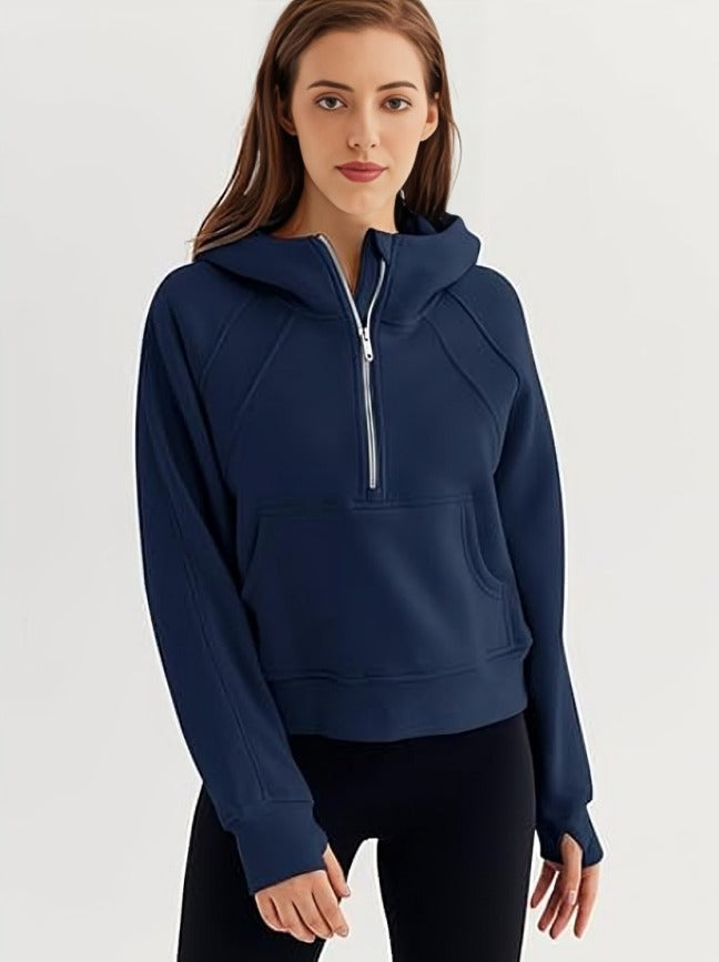 kangaroo pocket hoodie women's Navy