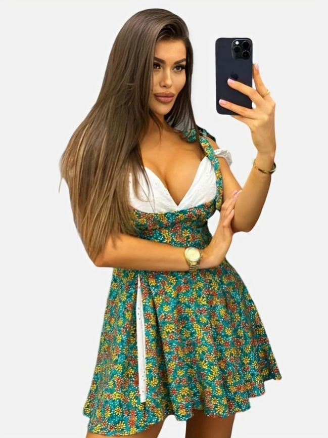 summer mini dress casual Green