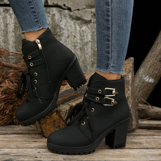 women's chunky heel combat boots