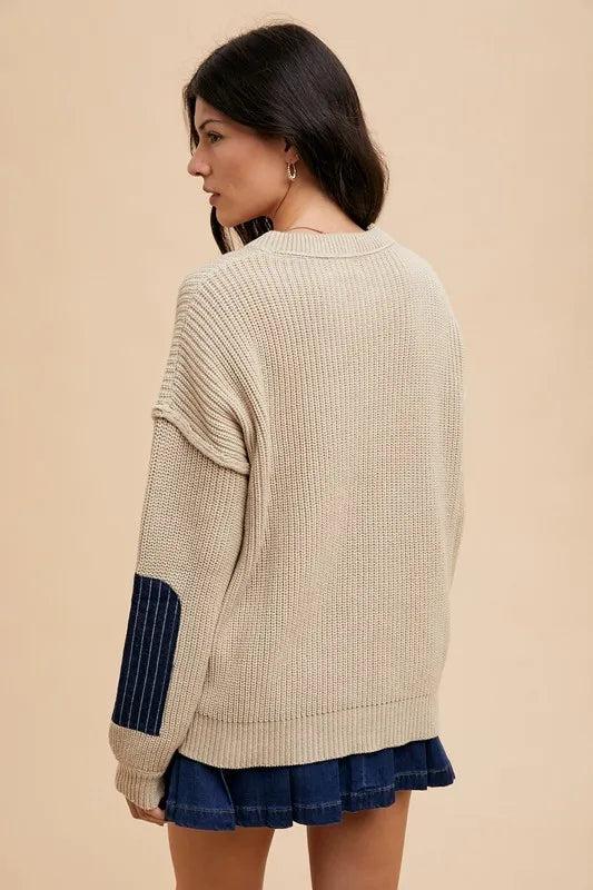 Drop Shoulder Sweater with Patch Pocket