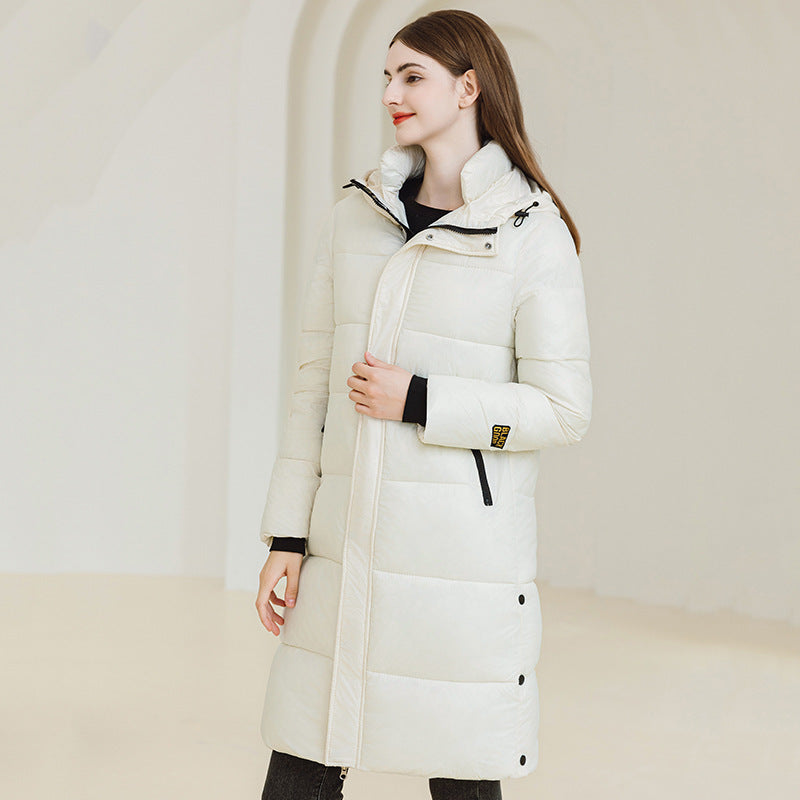 Hooded puffer long coat White