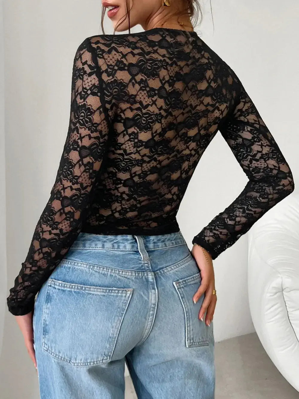 crop top lace long sleeve