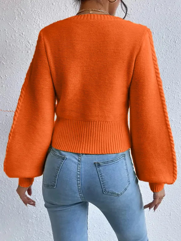 Solid Color Square Collar Sweater