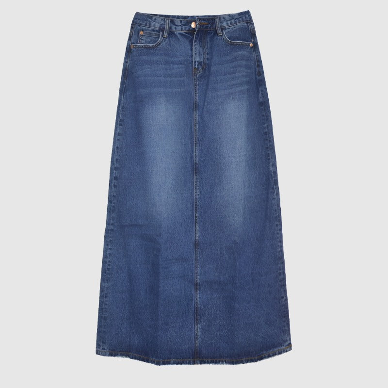 jean midi skirt