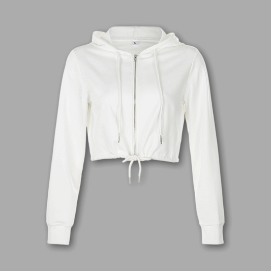 crop hoodie White