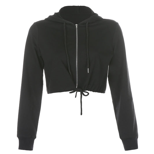 crop hoodie Black