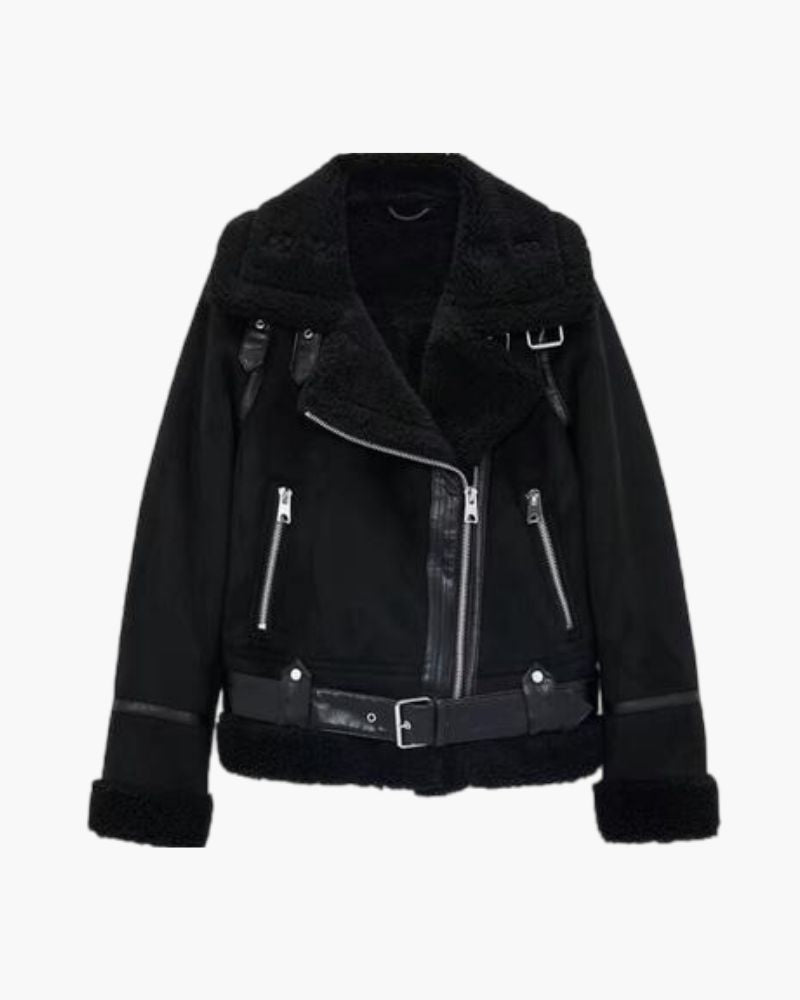 faux suede women's jacket Black