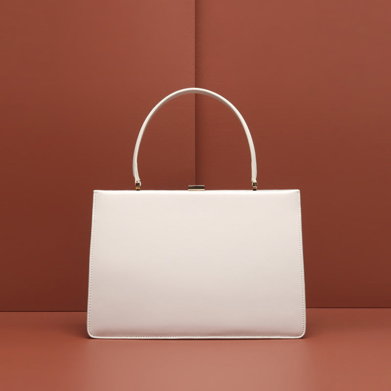 Leather cowhide handbag White