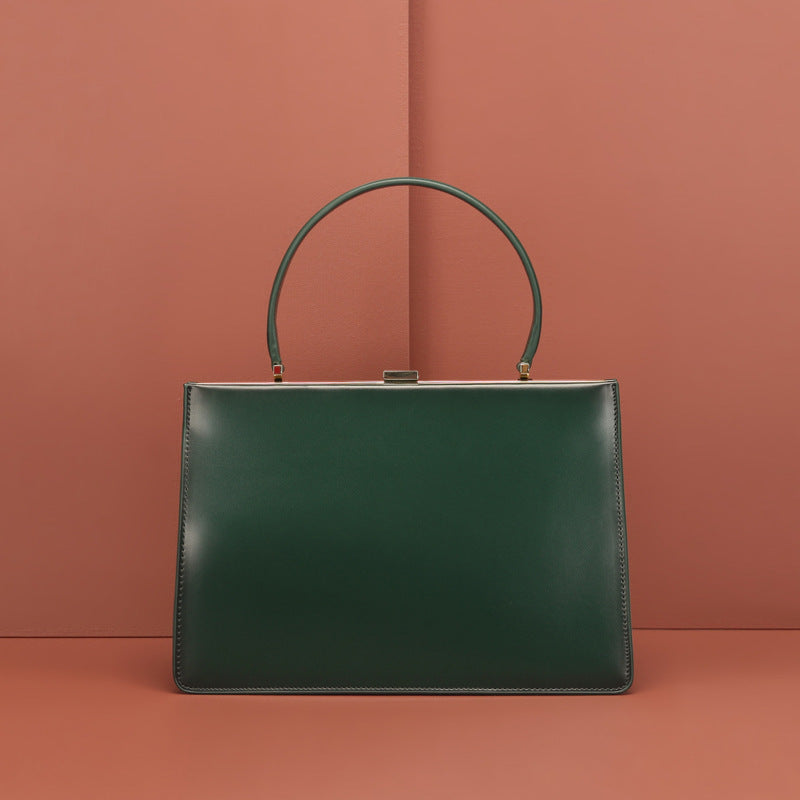 Leather cowhide handbag Green