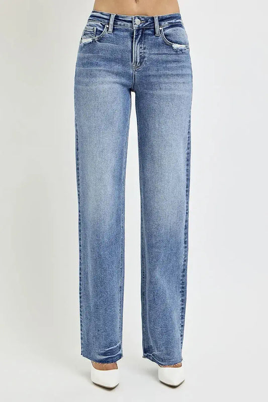 high waisted straight leg jeans for women