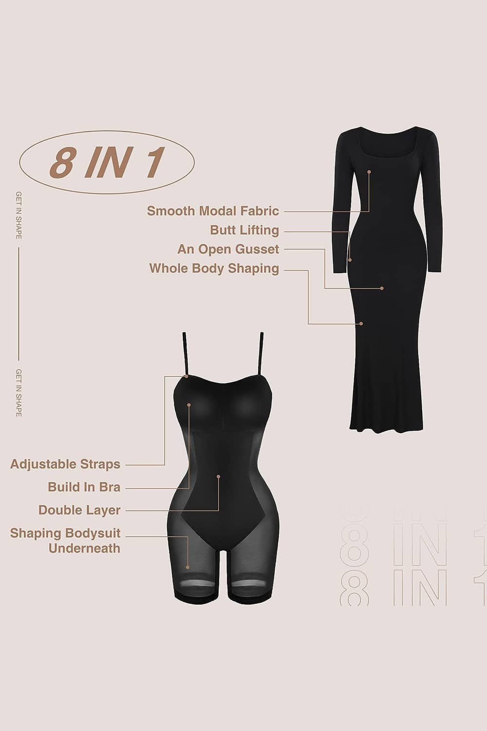 maxi dress with built in shapewear