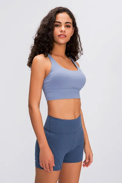 strappy back sport bra Blue