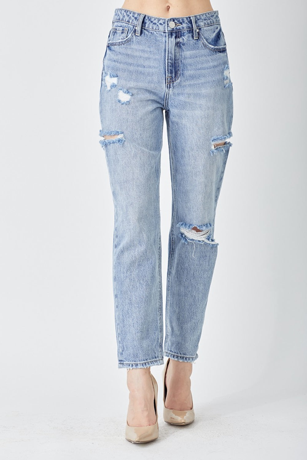 distressed capri jeans