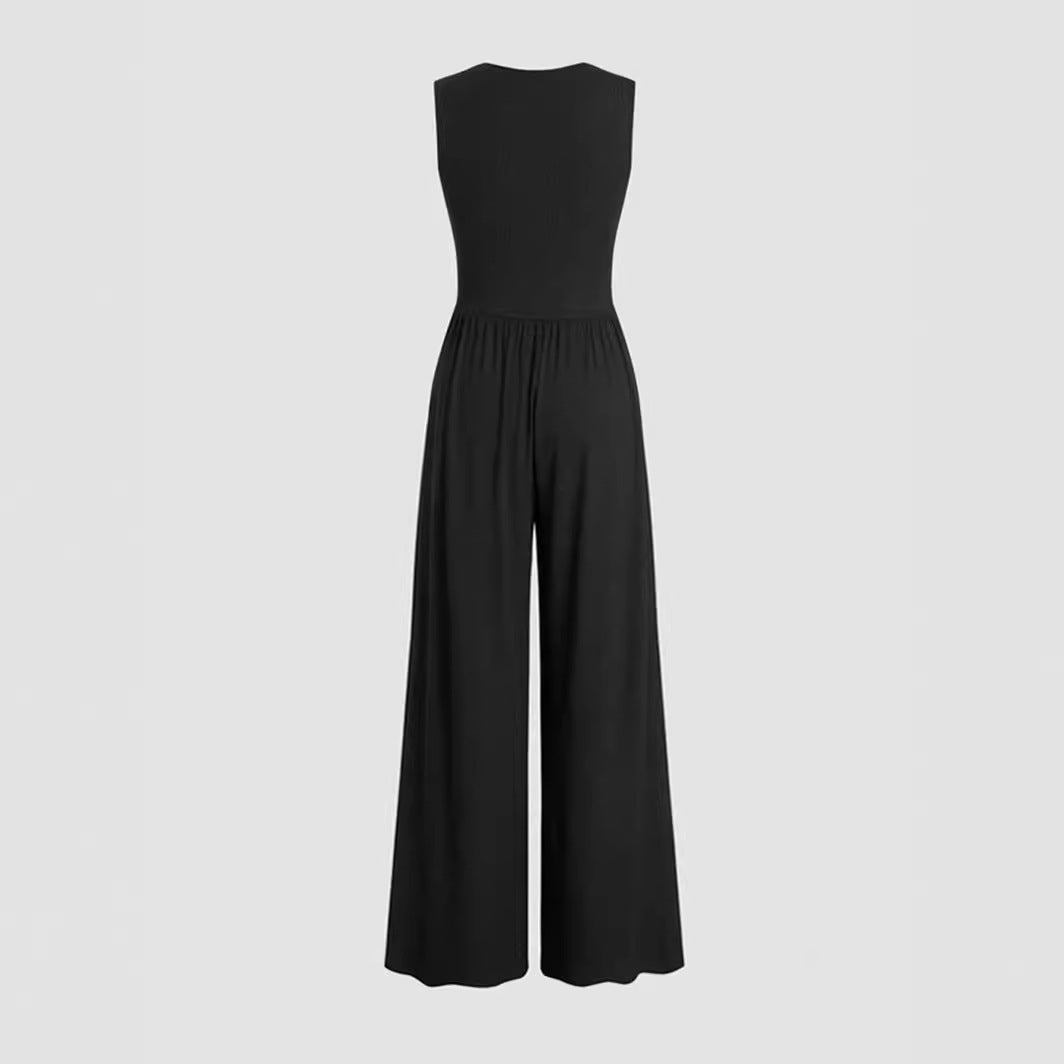 sleeveless wide leg jumpsuit