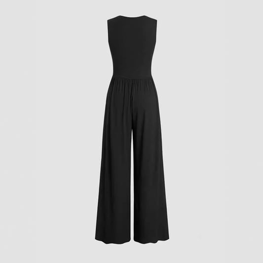 sleeveless wide leg jumpsuit