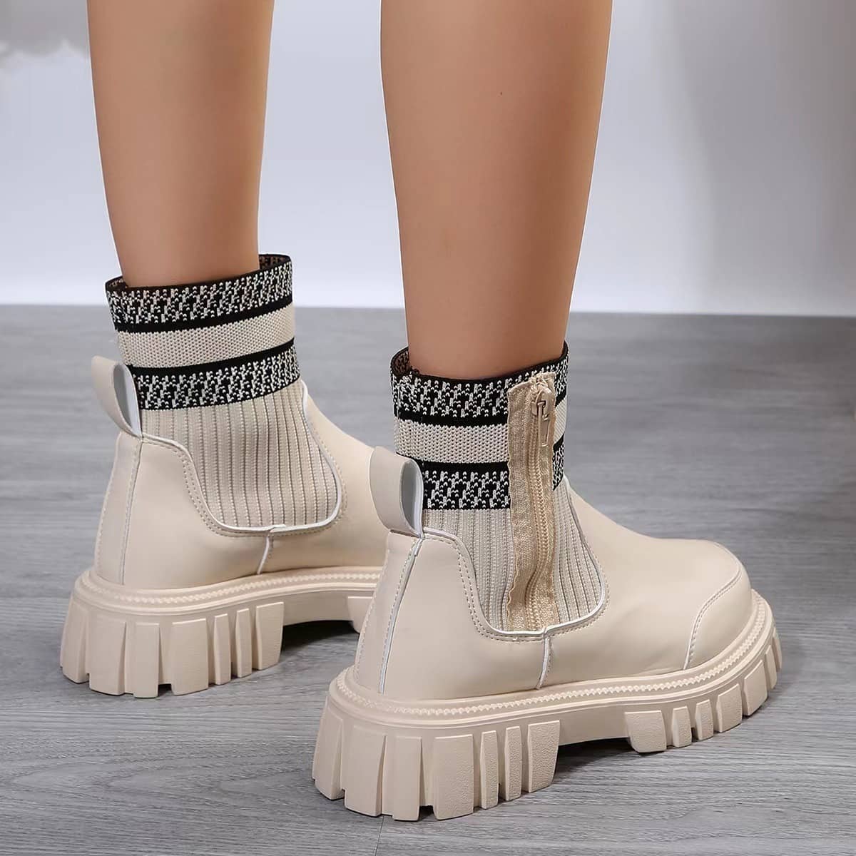 Round Toe Boots With Zipper