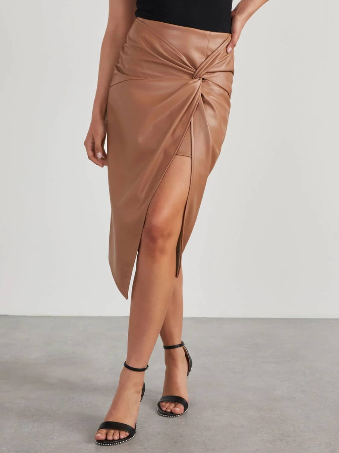 twist front skirt Tan