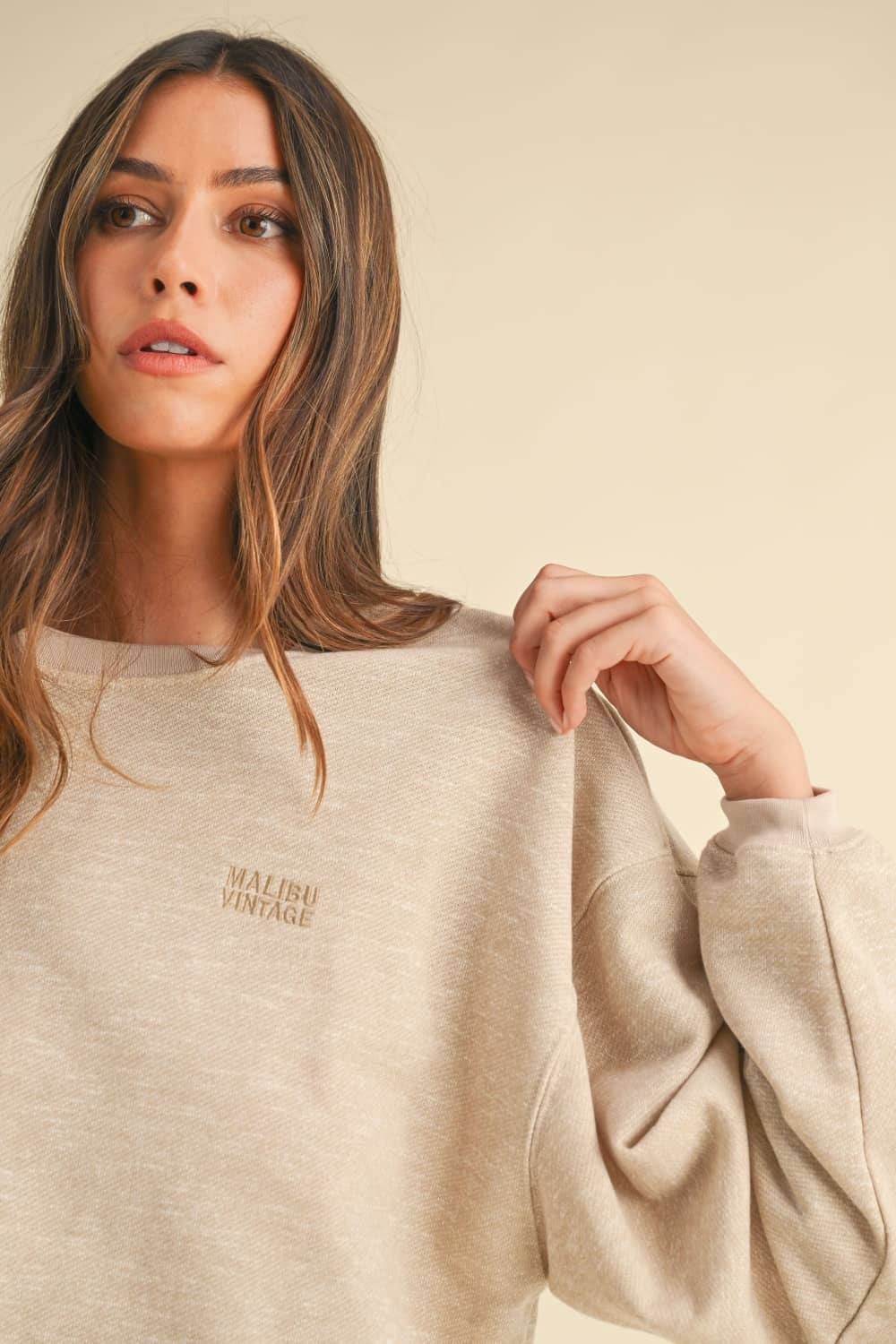 Letter Embroidery Crop Sweatshirt