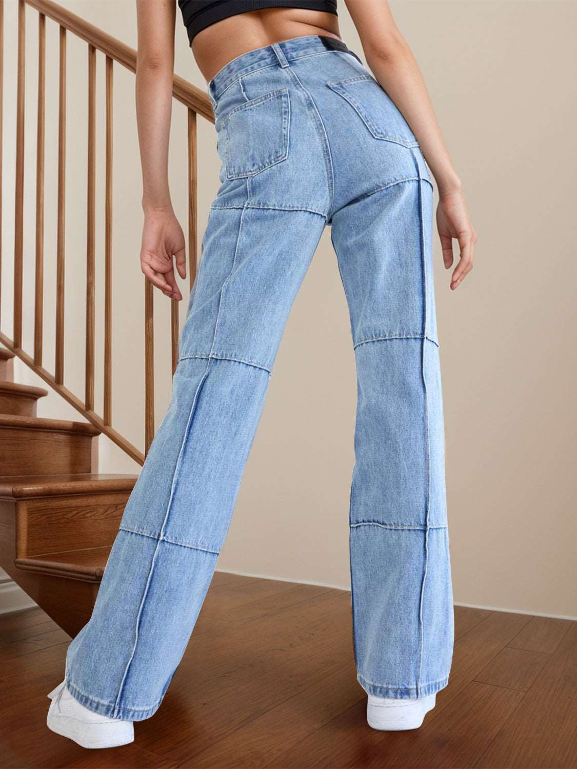 high waisted straight leg jeans