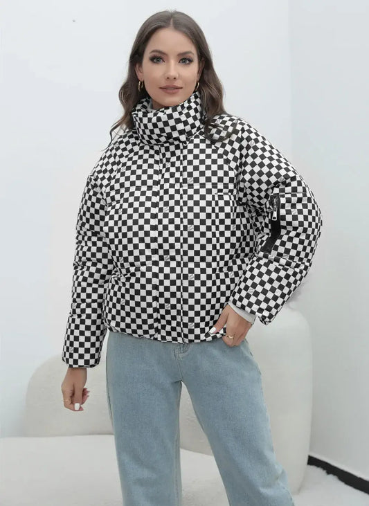 women's checkered jacket Black