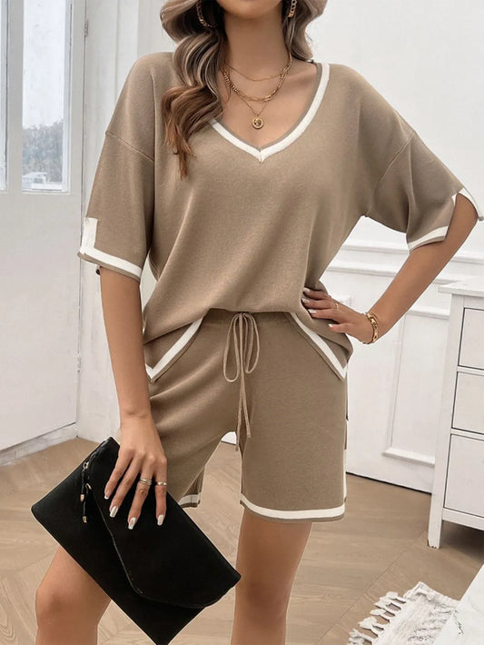 V-Neck Top and Shorts Set