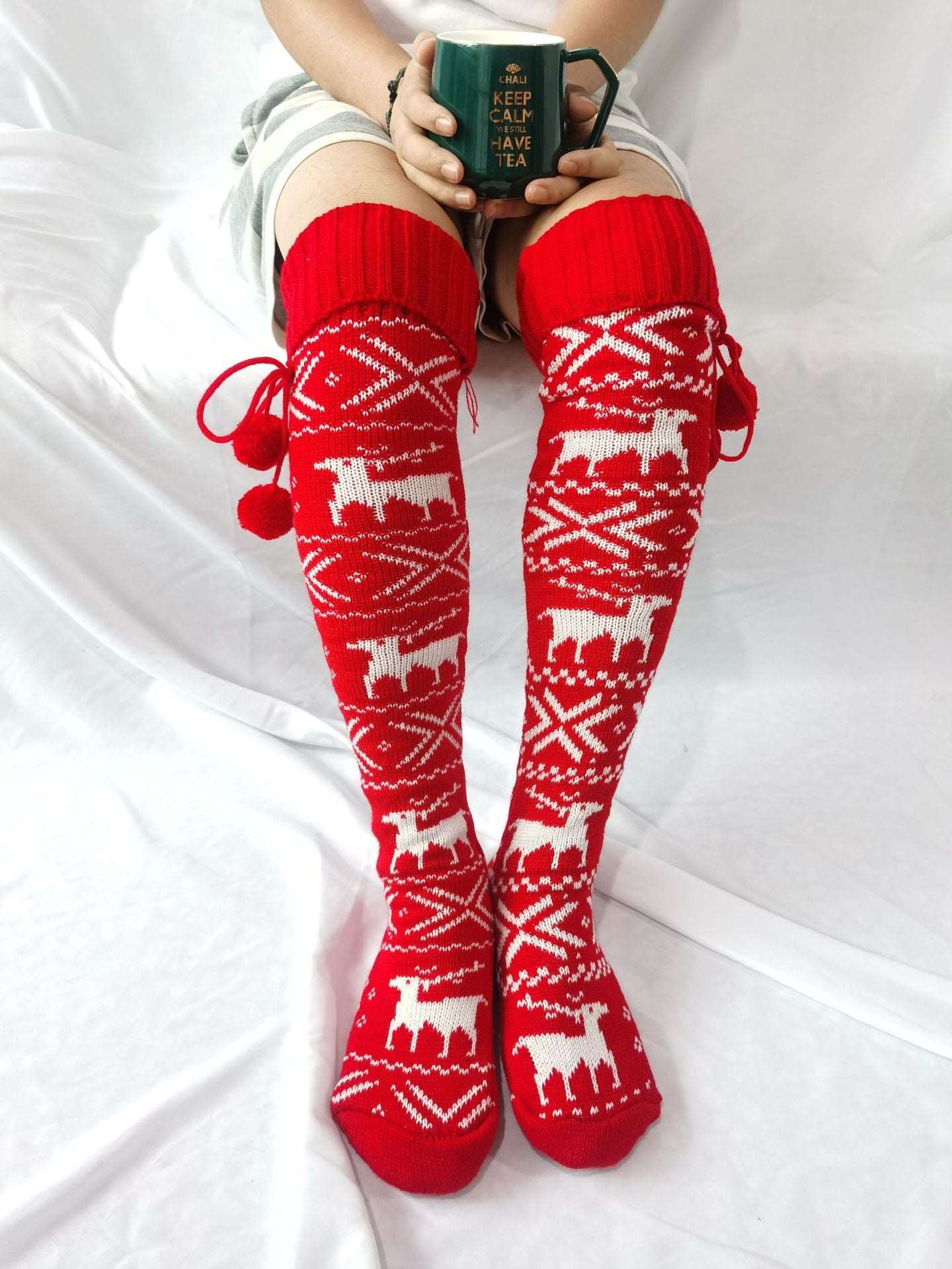 Long Christmas socks Red One size