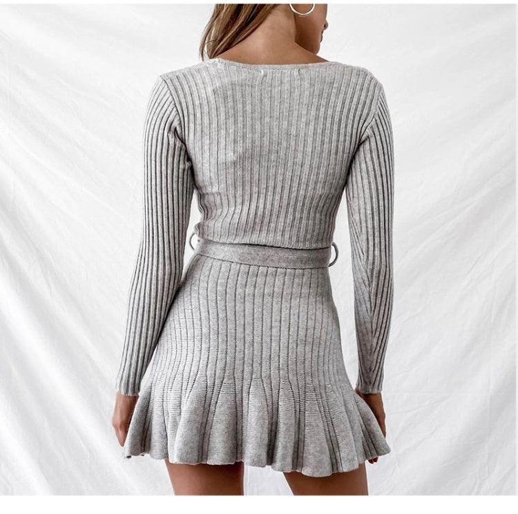 V Neck Knitted Dress mini