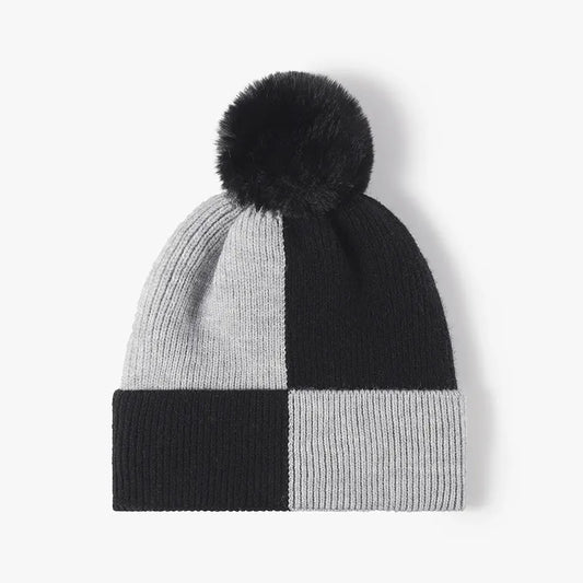 women's winter hat with pom pom Black One Size