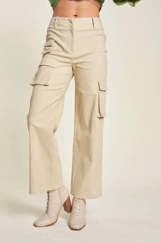 women beige cargo pants