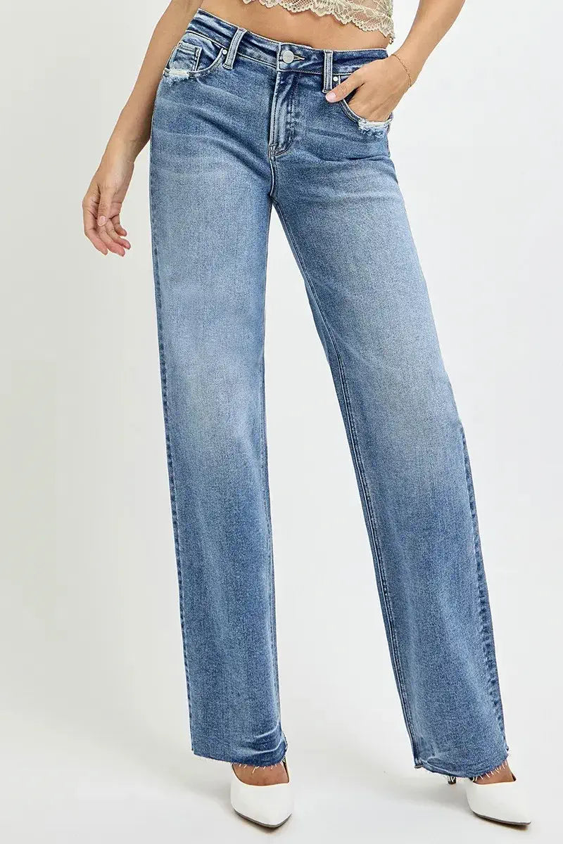 high waisted straight leg jeans for women