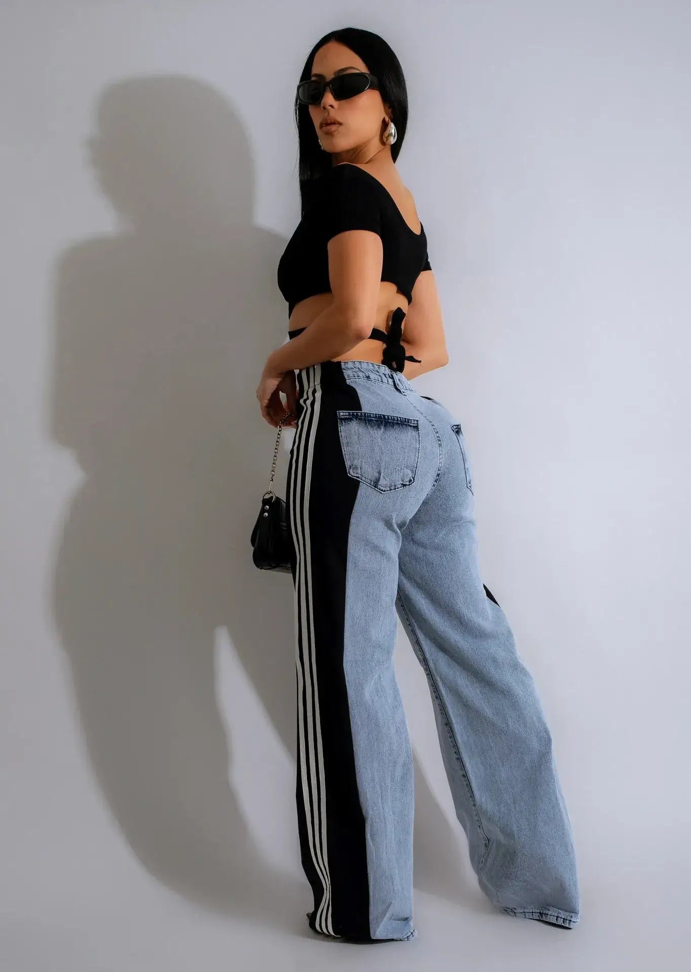 patchwork jeans womens