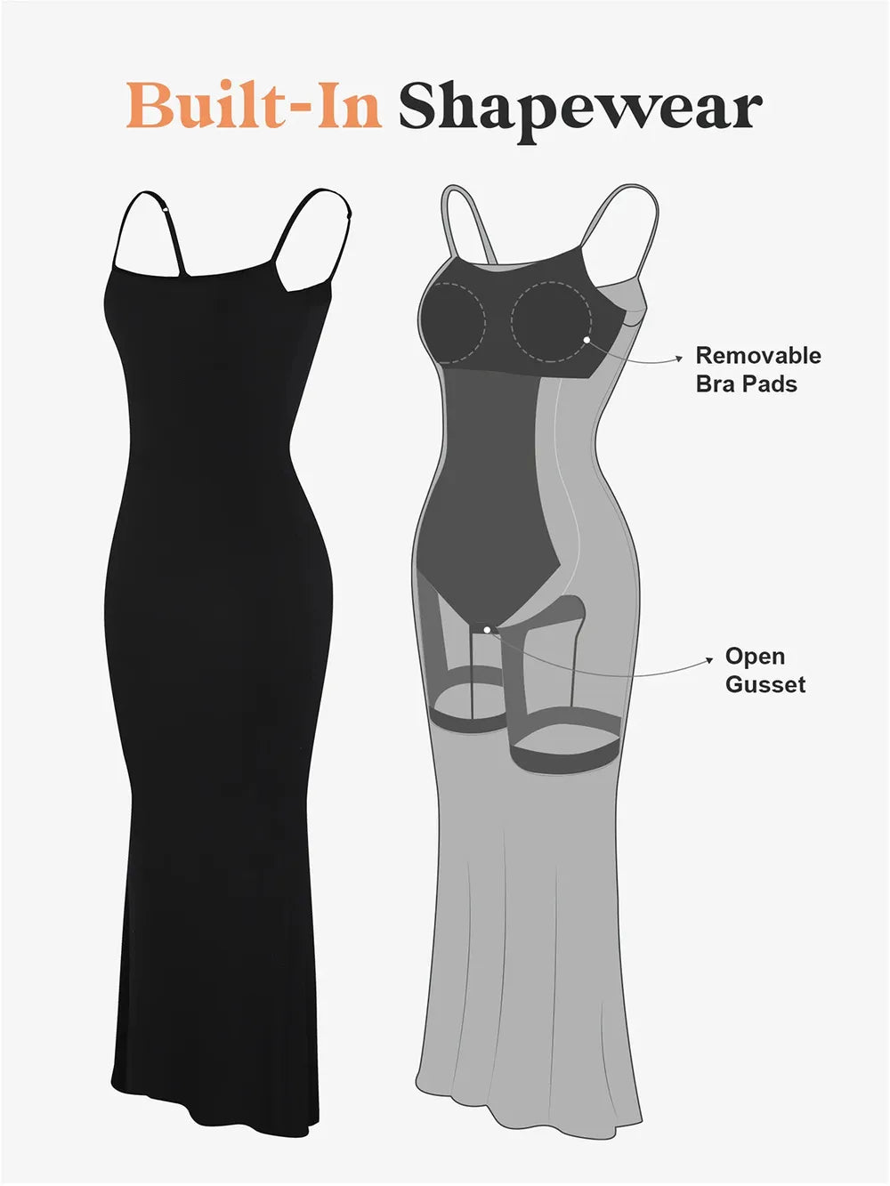 formal dress with built in shapewear