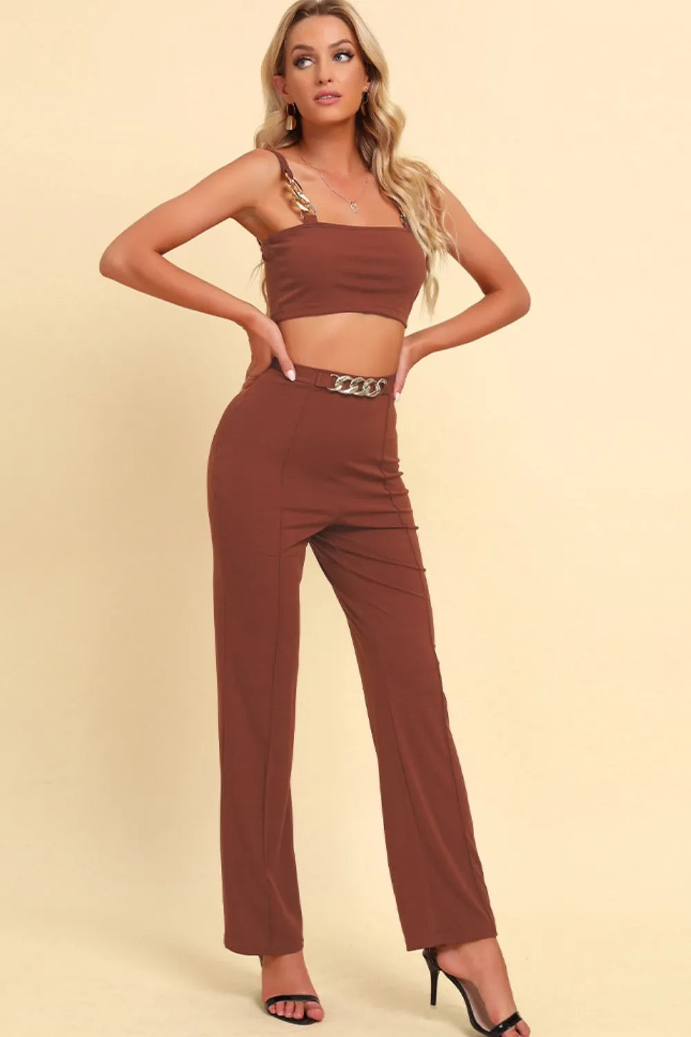 matching crop top and pants set