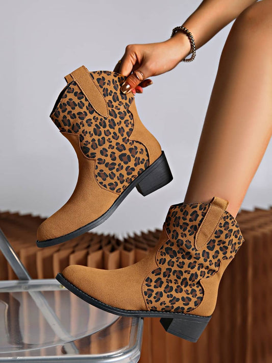 women's leopard ankle boots Caramel