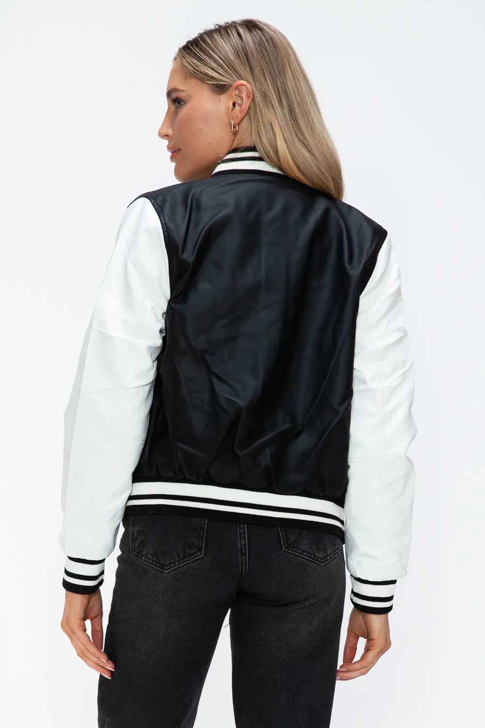 Faux Leather Bomber Jacket