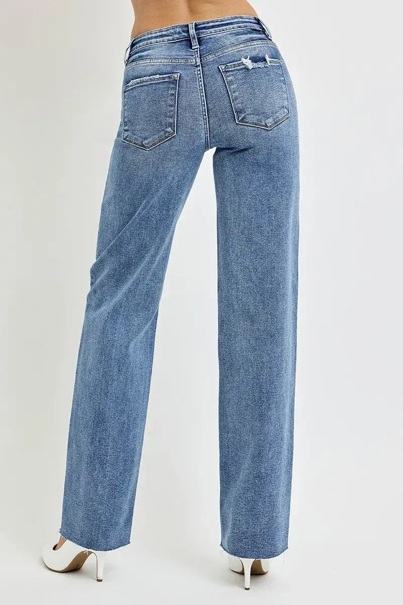 high waisted straight leg jeans for women