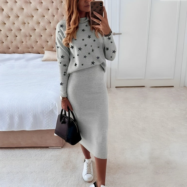 top and skirt set Gray