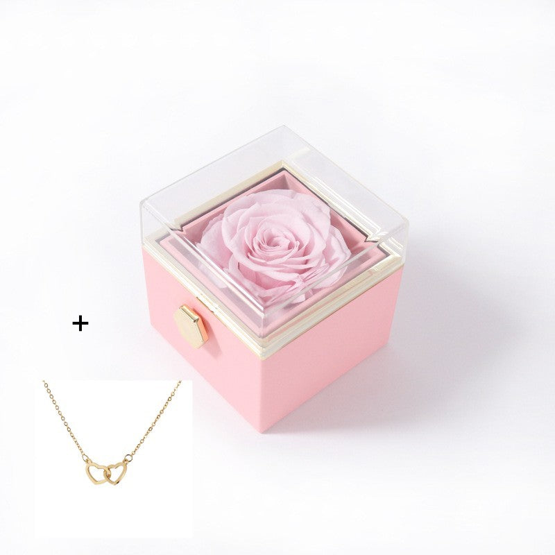 Valentine's Flip Box with Necklace Pink box with gold Necklace