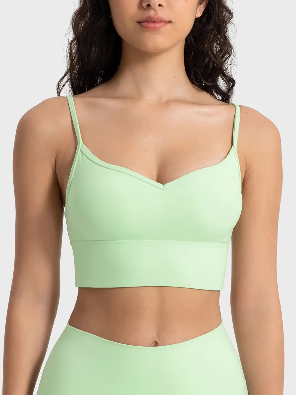 Spaghetti Strap Sport Bra Light Green