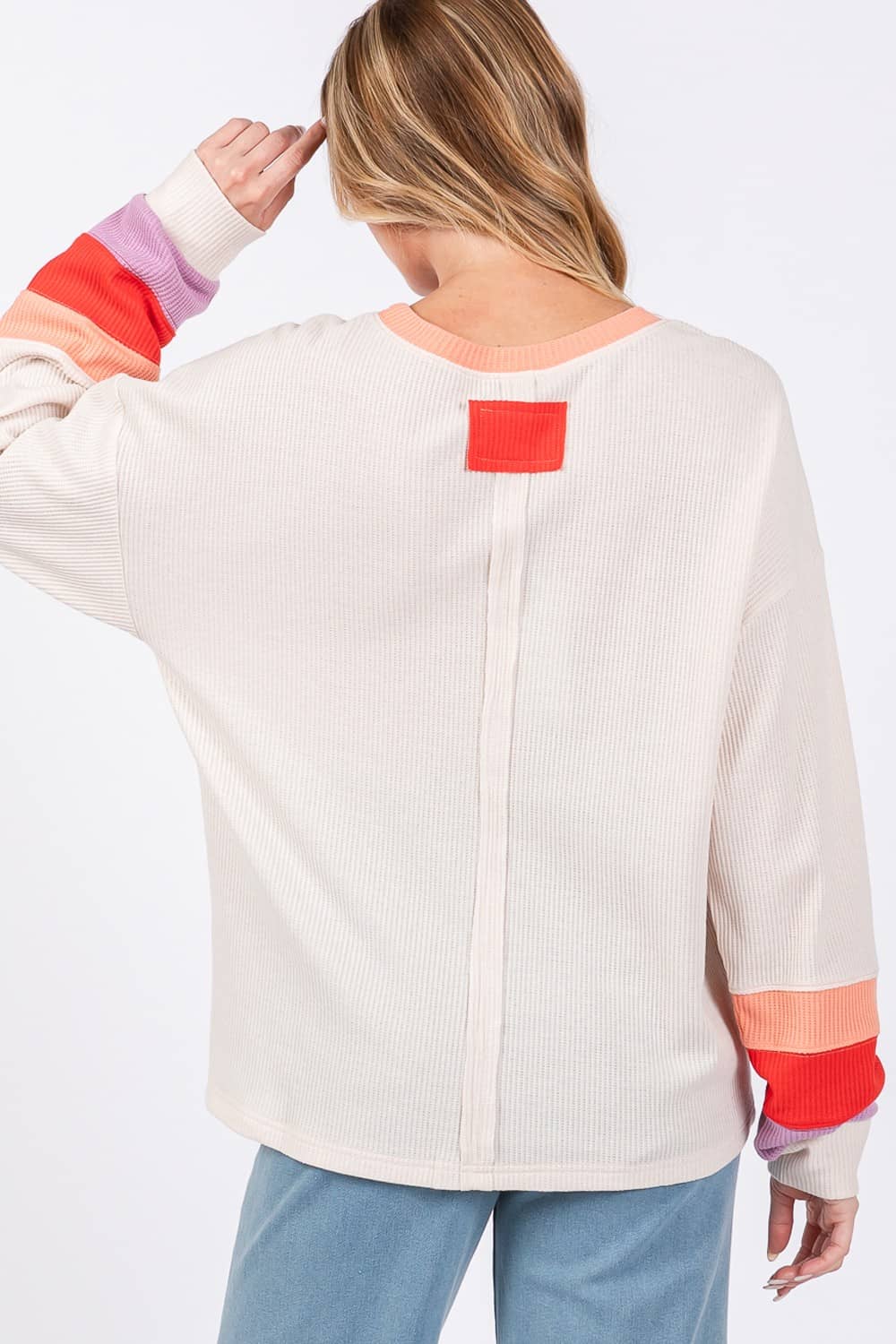 women's waffle knit sweatshirt