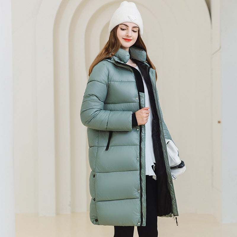 Hooded puffer long coat Blue