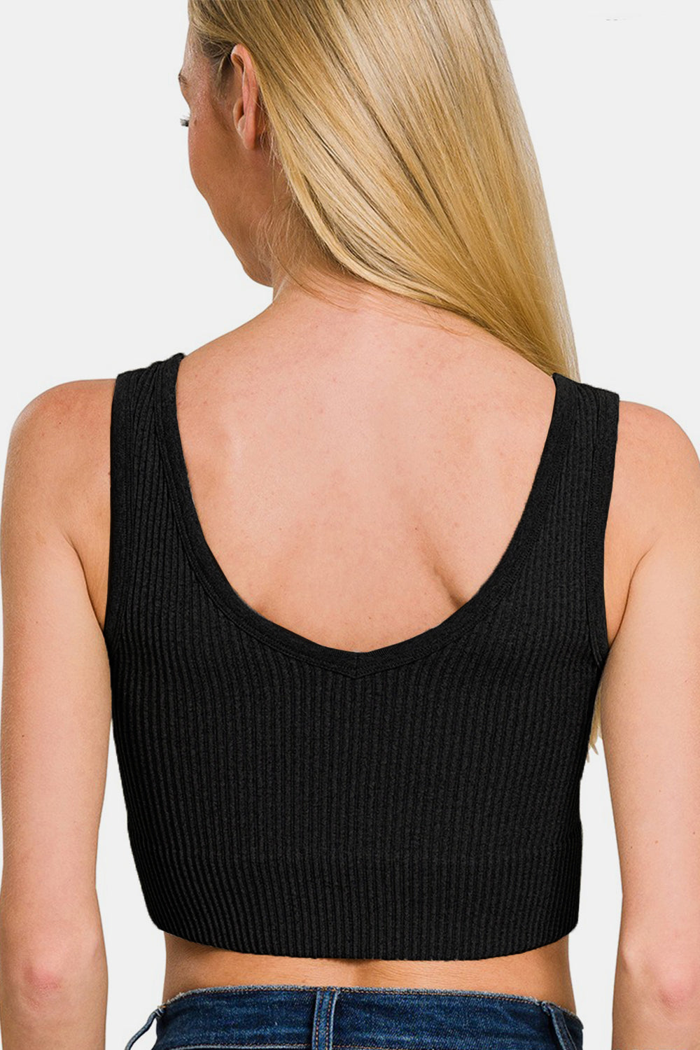 black ribbed tank top womens